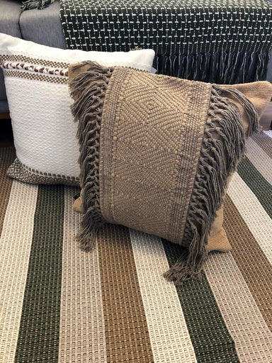 Capa Almofada Duna em algodão com franjas laterais 45 x 45 - Bege Escuro