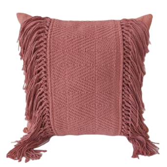 Capa Almofada Duna em algodão com franjas laterais 45 x 45  TerraCota