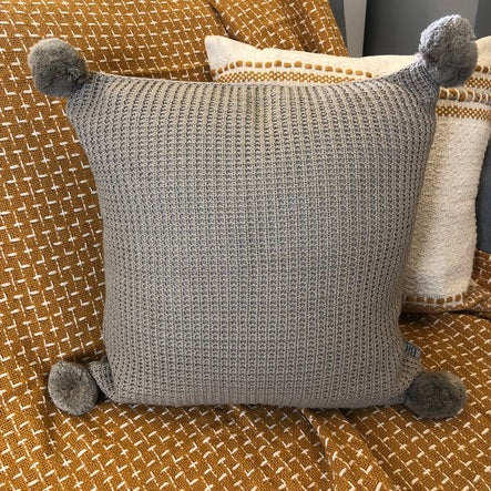 Capa Almofada Tricot  Vicenza Pompom 45 x 45 - Bege