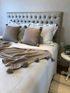 Capa Almofada Tricot  Vicenza Pompom 45 x 45 - Bege