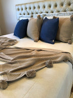 Capa Almofada Tricot  Vicenza Pompom 45 x 45 - Bege