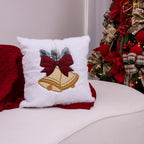 Capa de Almofada Natalina com Bordado - Sino de Natal