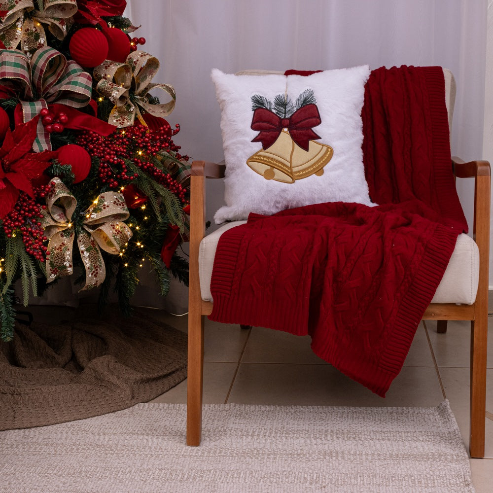 Capa de Almofada Natalina com Bordado - Sino de Natal