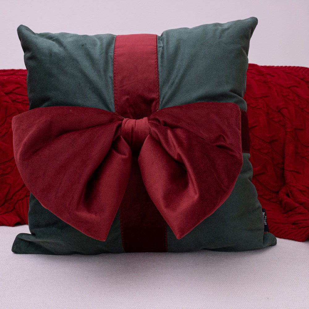 Capa de Almofada Natalina - Laço de Natal