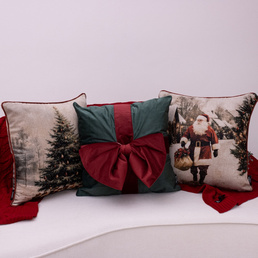 Capa de Almofada Natalina - Laço de Natal