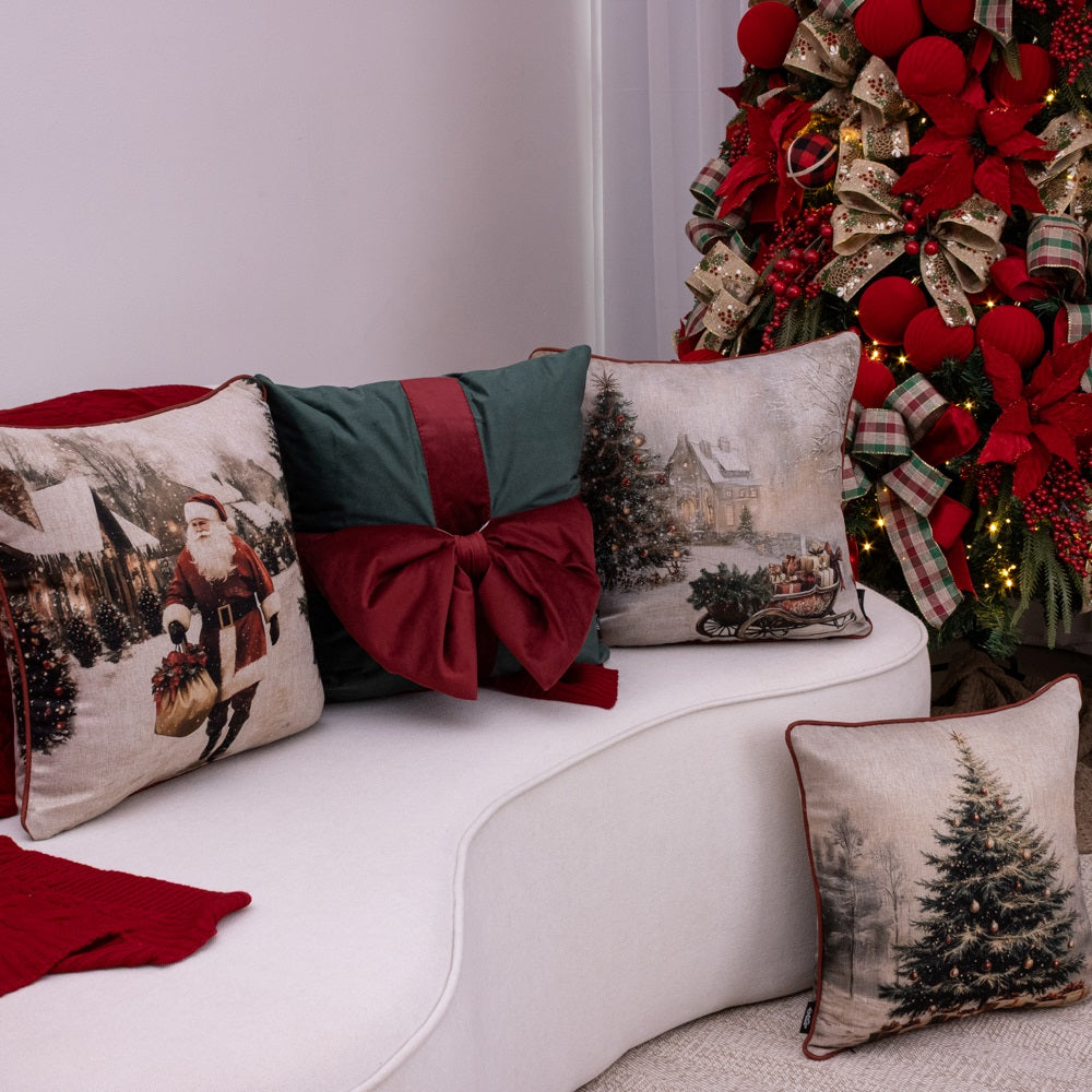Capa de Almofada Natalina - Laço de Natal