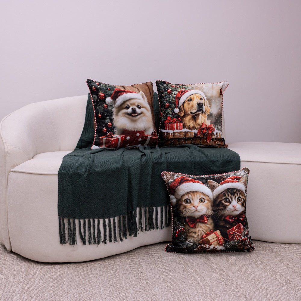 Capa de Almofada Natalina - Natal Gatinhos