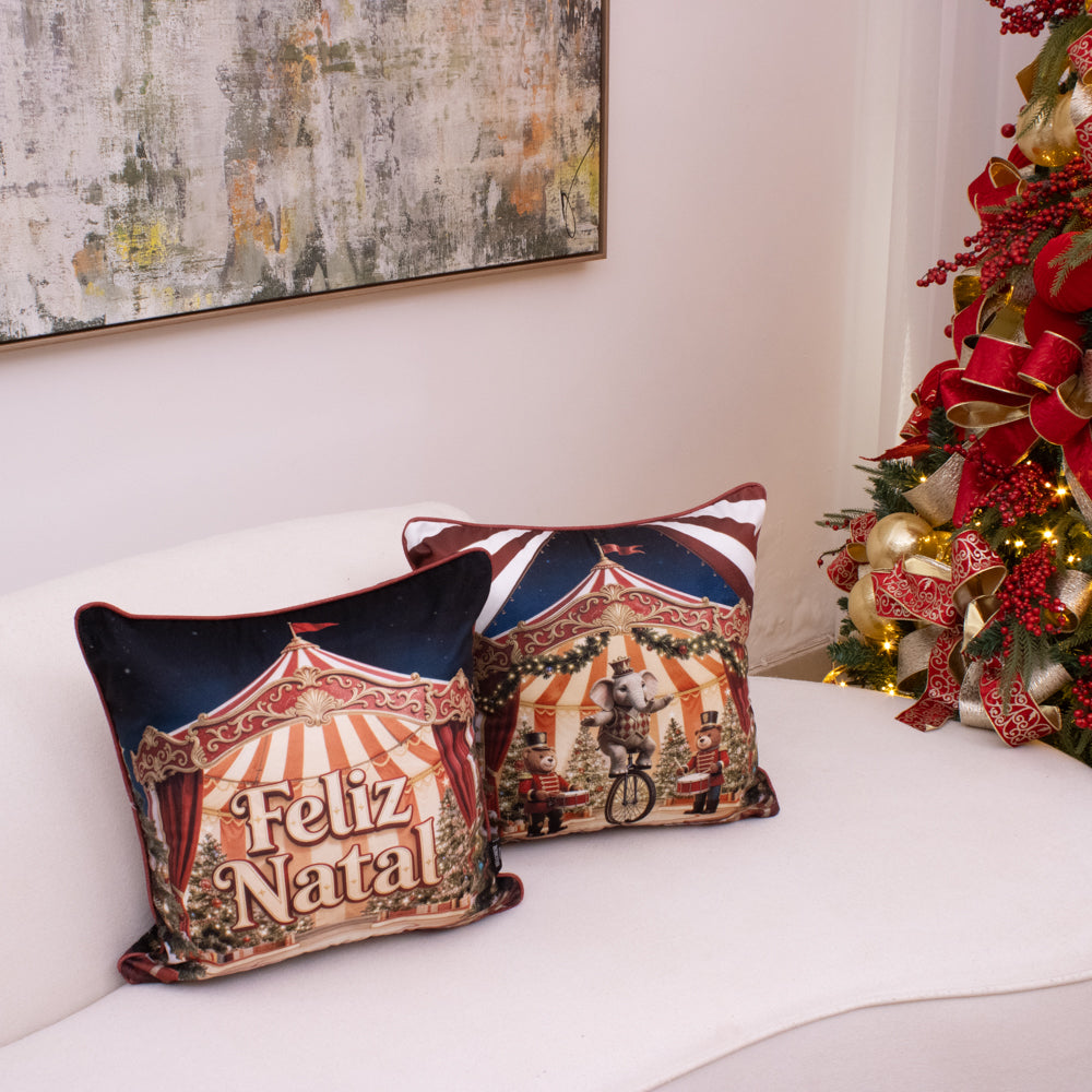 Kit com 2 Capas de Almofada Natalinas – Natal em Cena