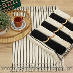 Jogo Americano LISTRADO para 6 lugares - Cru e Preto