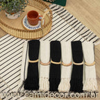 Jogo Americano LISTRADO para 6 lugares - Cru e Preto