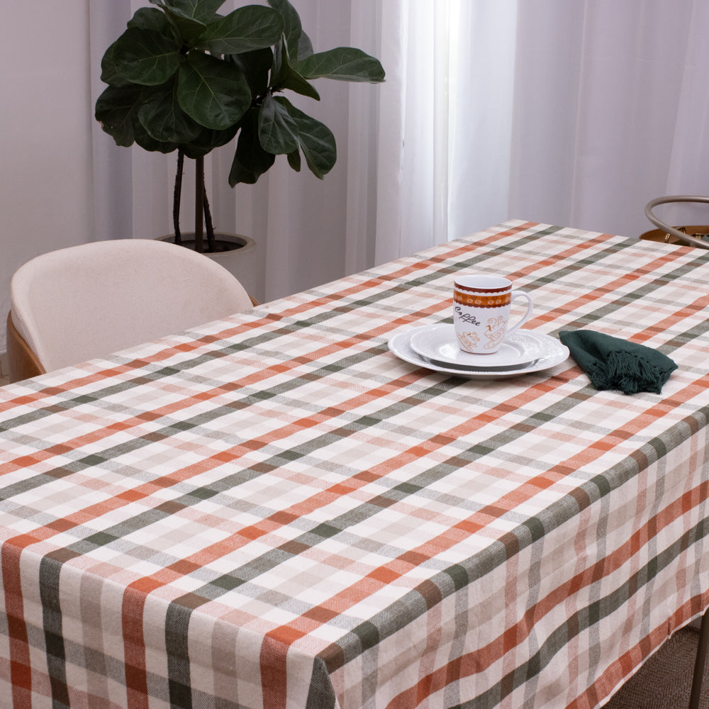 Toalha de Mesa Xadrez  90x90 m - verde e terracota