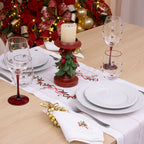 Caminho de Mesa Encanto Natalino Branco – Bordado Azevinho 40x180cm