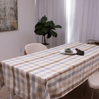 Toalha de Mesa Xadrez 1.40x2.50 m - Cinza e Bege