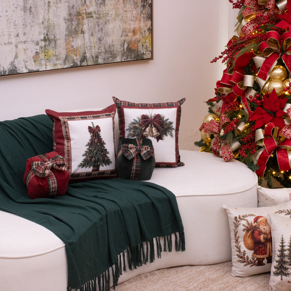 Kit com 2 Capas de Almofada Natalinas – Laços de Natal