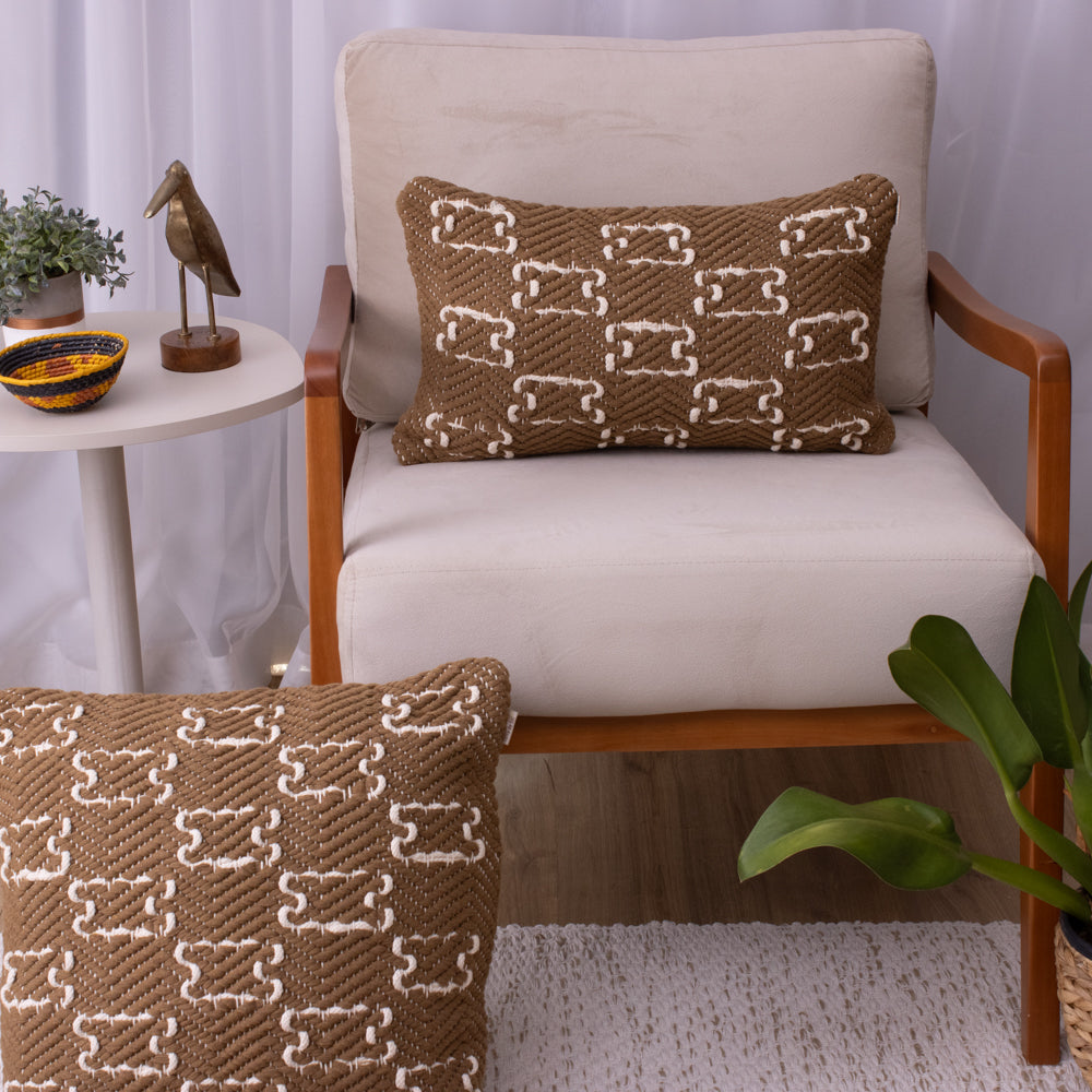 Capa de Almofada Arabesco Marrom Claro – 30x50 cm