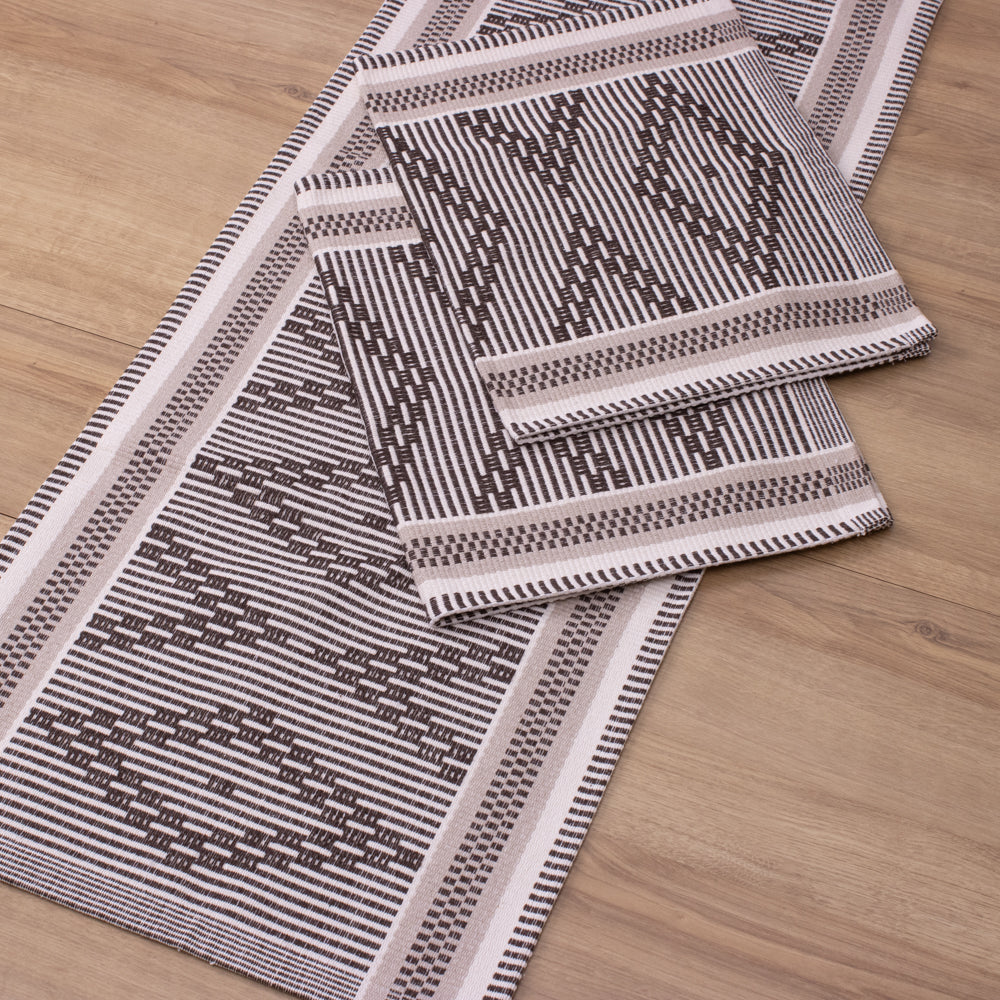 Jogo de Passadeira 3,0M Zurick Zig Zag com 3 peças - Cappuccino