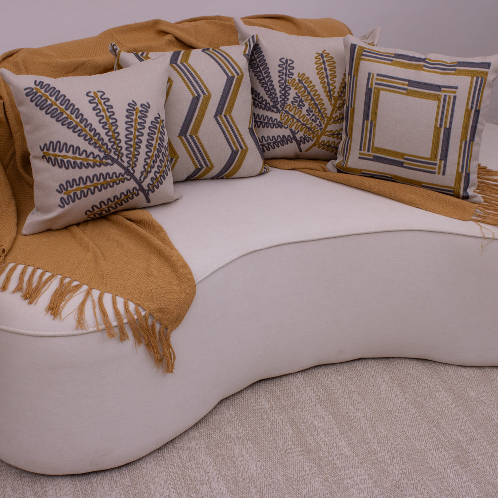 Kit com 4 Capas de Almofadas 43x43 - Geométrico Mostarda
