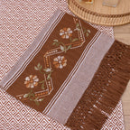 Jogo de Lavabo Bordado à Mão com 2 Peças - Marrom