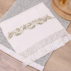 Jogo de Lavabo Bordado à Mão com 2 Peças - Verde