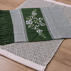 Jogo de Lavabo Bordado à Mão com 2 Peças - Verde