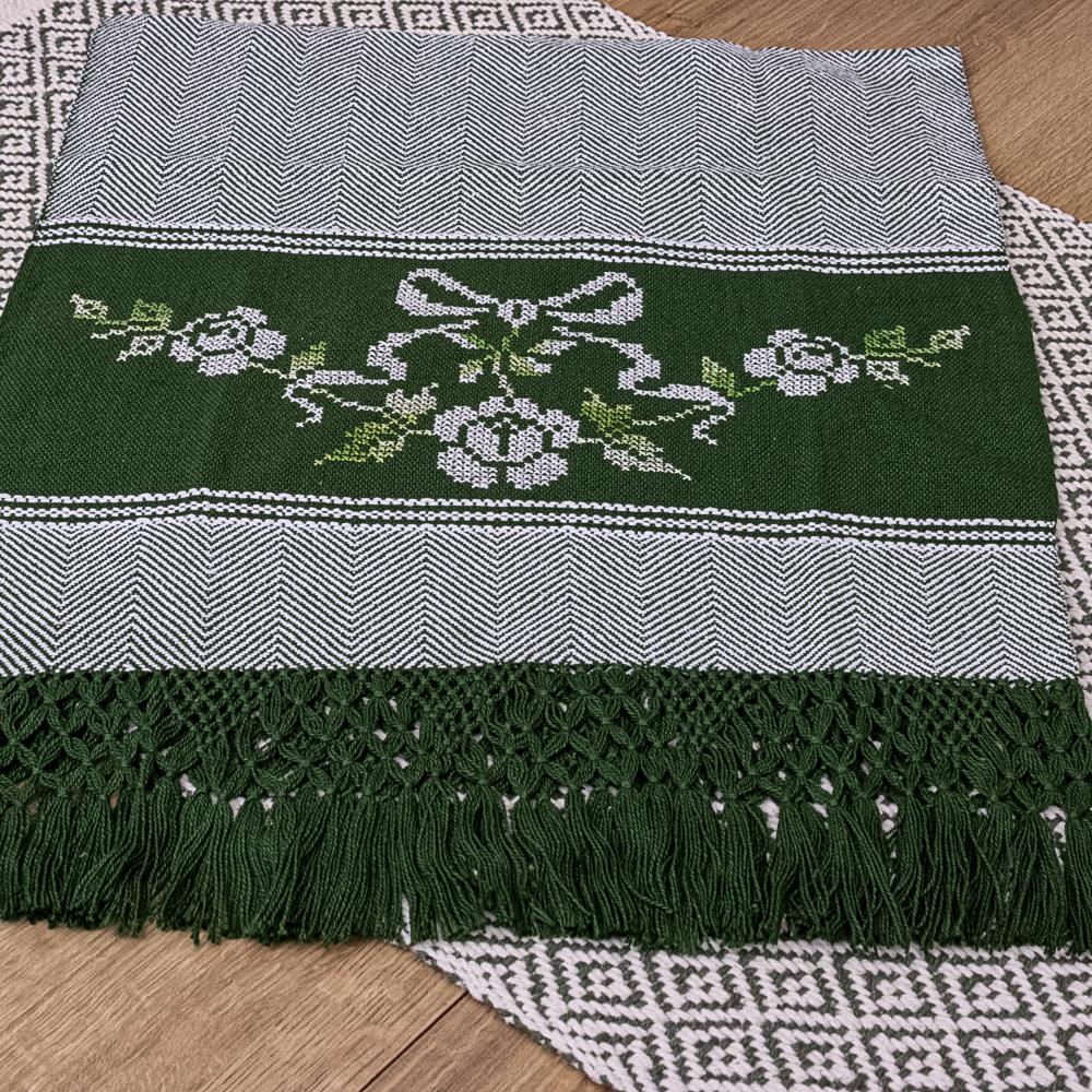 Jogo de Lavabo Bordado à Mão com 2 Peças - Verde