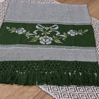 Jogo de Lavabo Bordado à Mão com 2 Peças - Verde