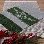 Jogo de Lavabo Bordado à Mão com 2 Peças - Verde