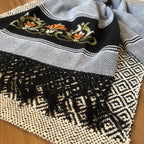 Jogo de Lavabo em algodão bordado com 2 peças - Preto