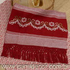 Jogo de Lavabo em Algodão Bordado com 2 Peças - Vermelho