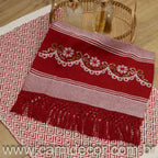 Jogo de Lavabo em Algodão Bordado com 2 Peças - Vermelho