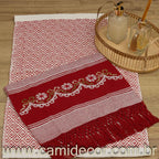 Jogo de Lavabo em Algodão Bordado com 2 Peças - Vermelho