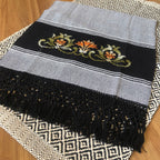 Jogo de Lavabo em algodão bordado com 2 peças - Preto