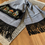 Jogo de Lavabo em algodão bordado com 2 peças - Preto