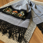 Jogo de Lavabo em algodão bordado com 2 peças - Preto