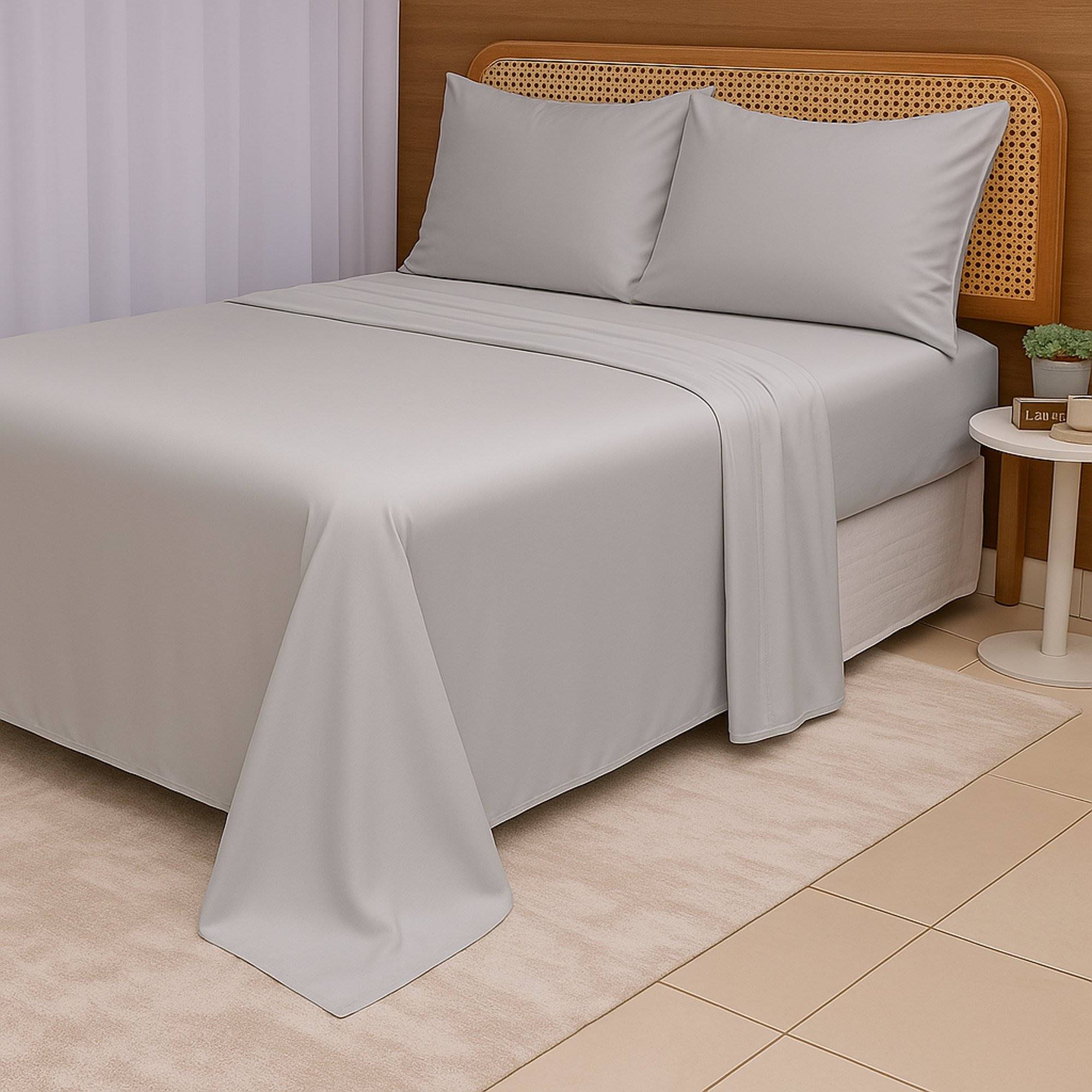 Jogo de Lençol 300 Fios TELLAIO em 100% Fibra de Bambu - (Queen) - Cinza