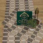 Jogo de Passadeira 2,50M Zurick Dama com 3 peças - Marrom claro e Escuro