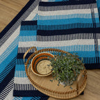 Jogo de Passadeira 2,50M Zurick Listrado com 3 peças - Azul Claro e Escuro