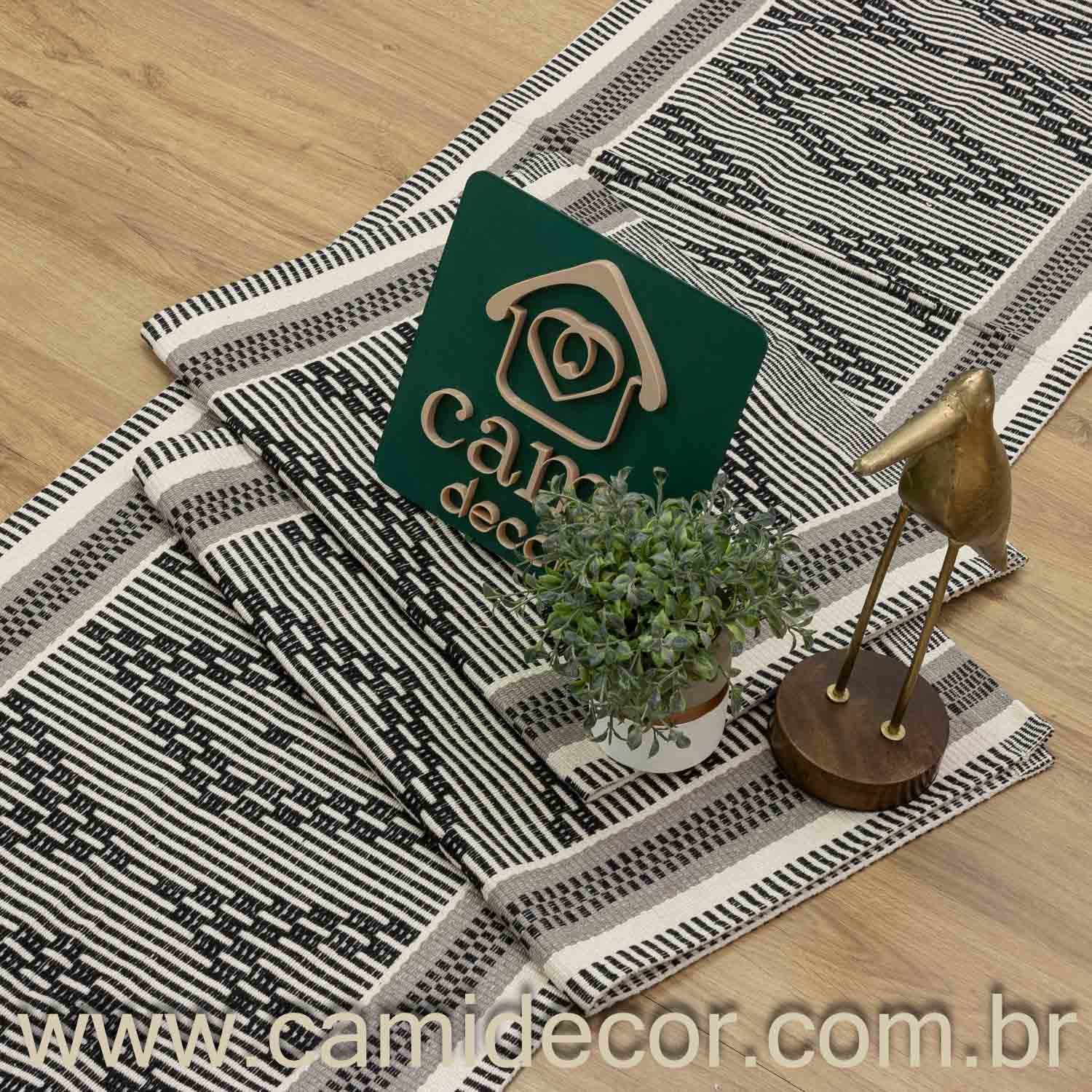 Jogo de Passadeira 2,50M Zurick Zig Zag com 3 peças - Preto e Cinza