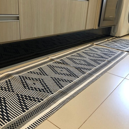 Jogo de Passadeira 2M Zurick Zig Zag com 3 peças - Preto e Cinza