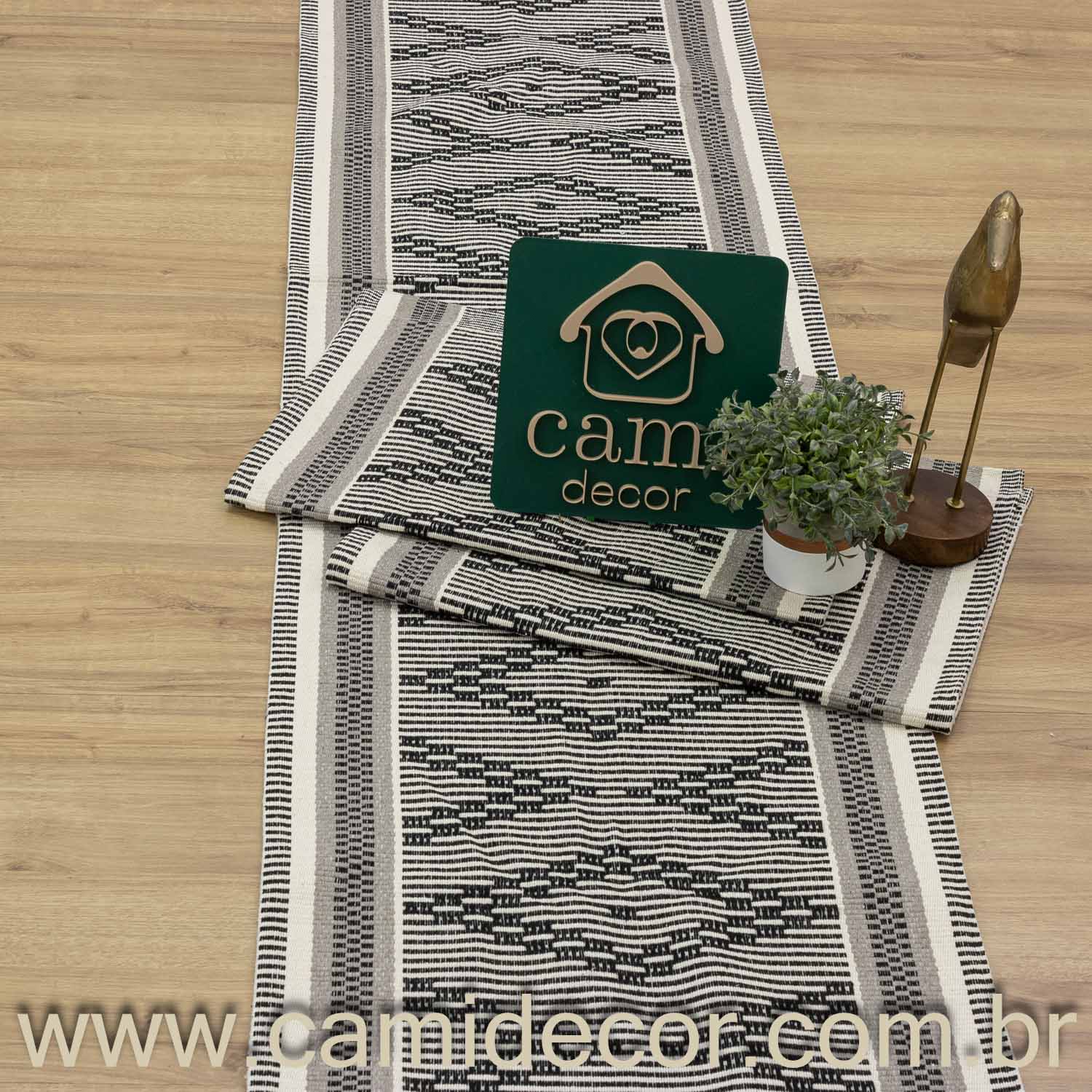 Jogo de Passadeira 2M Zurick Zig Zag com 3 peças - Preto e Cinza