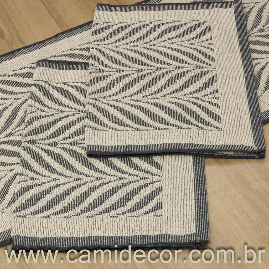 Jogo de Passadeira Amazonas com 3 peças - Cinza