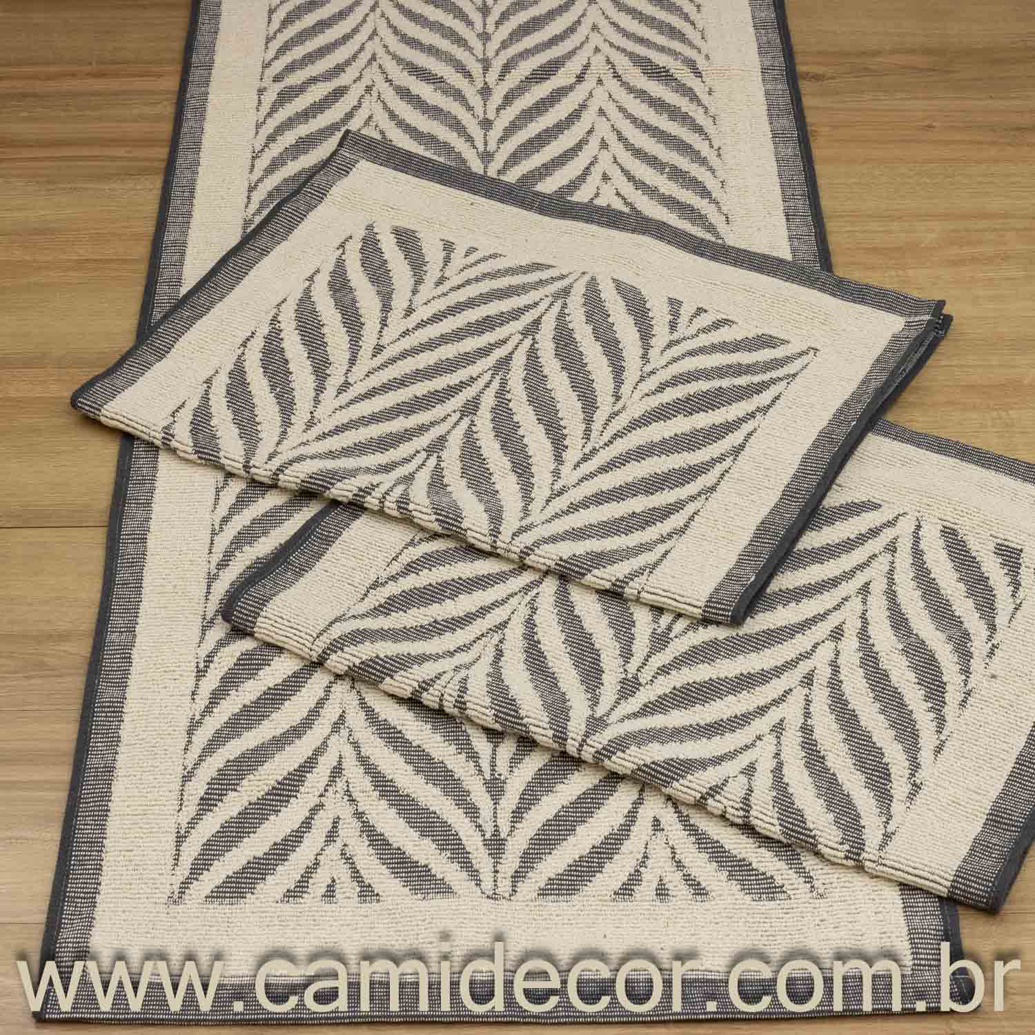 Jogo de Passadeira Amazonas com 3 peças - Cinza