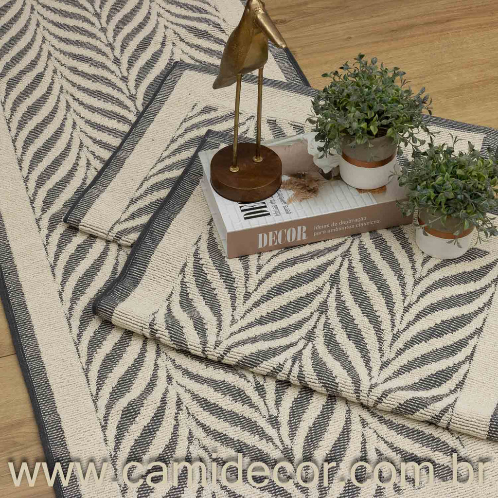 Jogo de Passadeira Amazonas com 3 peças - Cinza