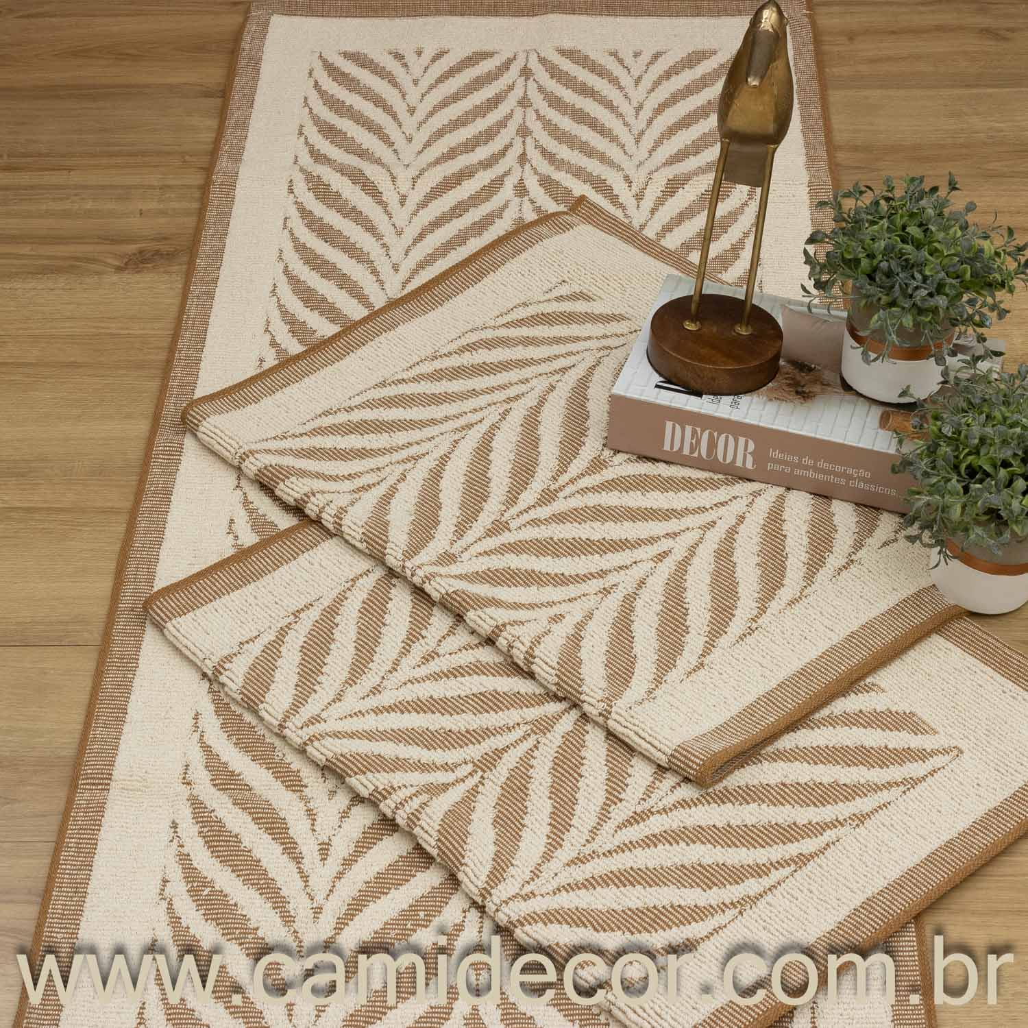 Jogo de Passadeira Amazonas com 3 peças - Marrom Claro