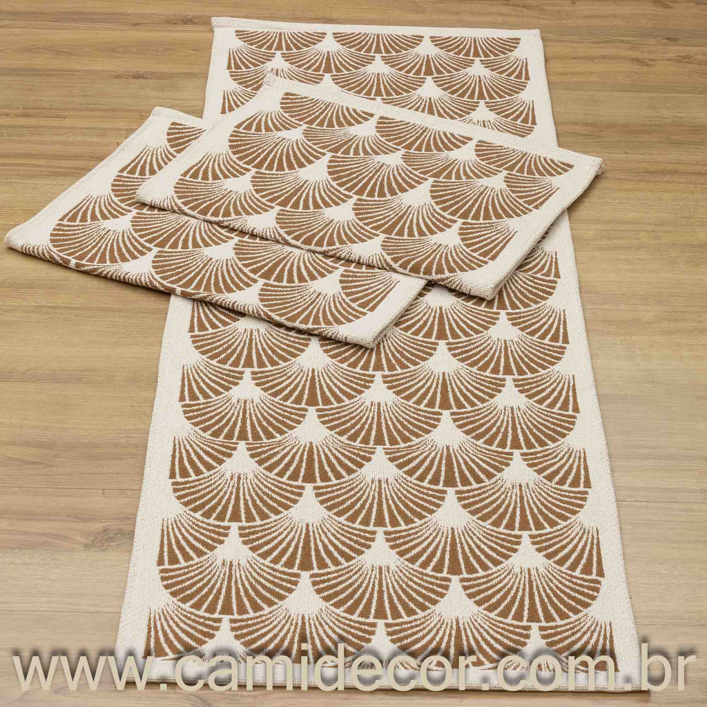 Jogo de Passadeira Búzios com 3 peças - Caramelo