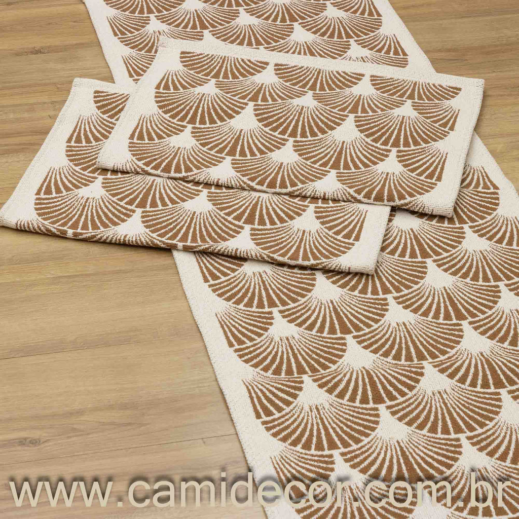 Jogo de Passadeira Búzios com 3 peças - Caramelo