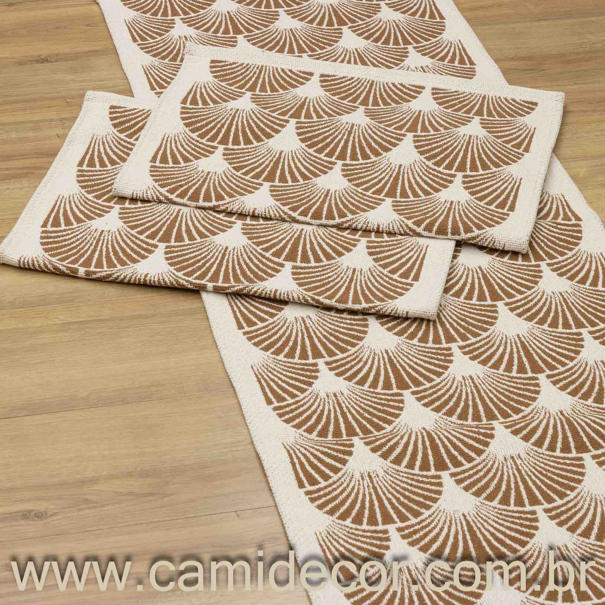 Jogo de Passadeira Búzios com 3 peças - Caramelo