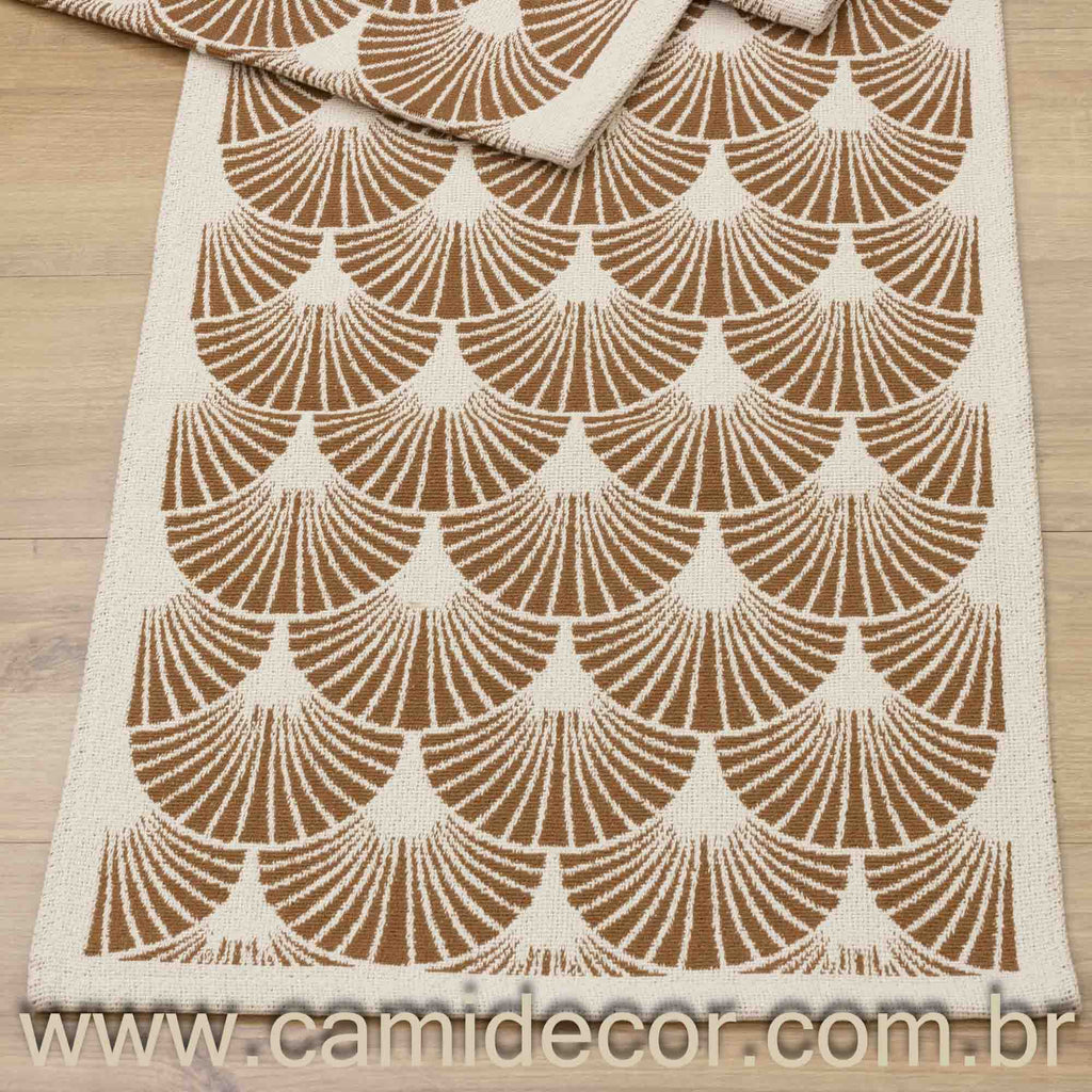 Jogo de Passadeira Búzios com 3 peças - Caramelo