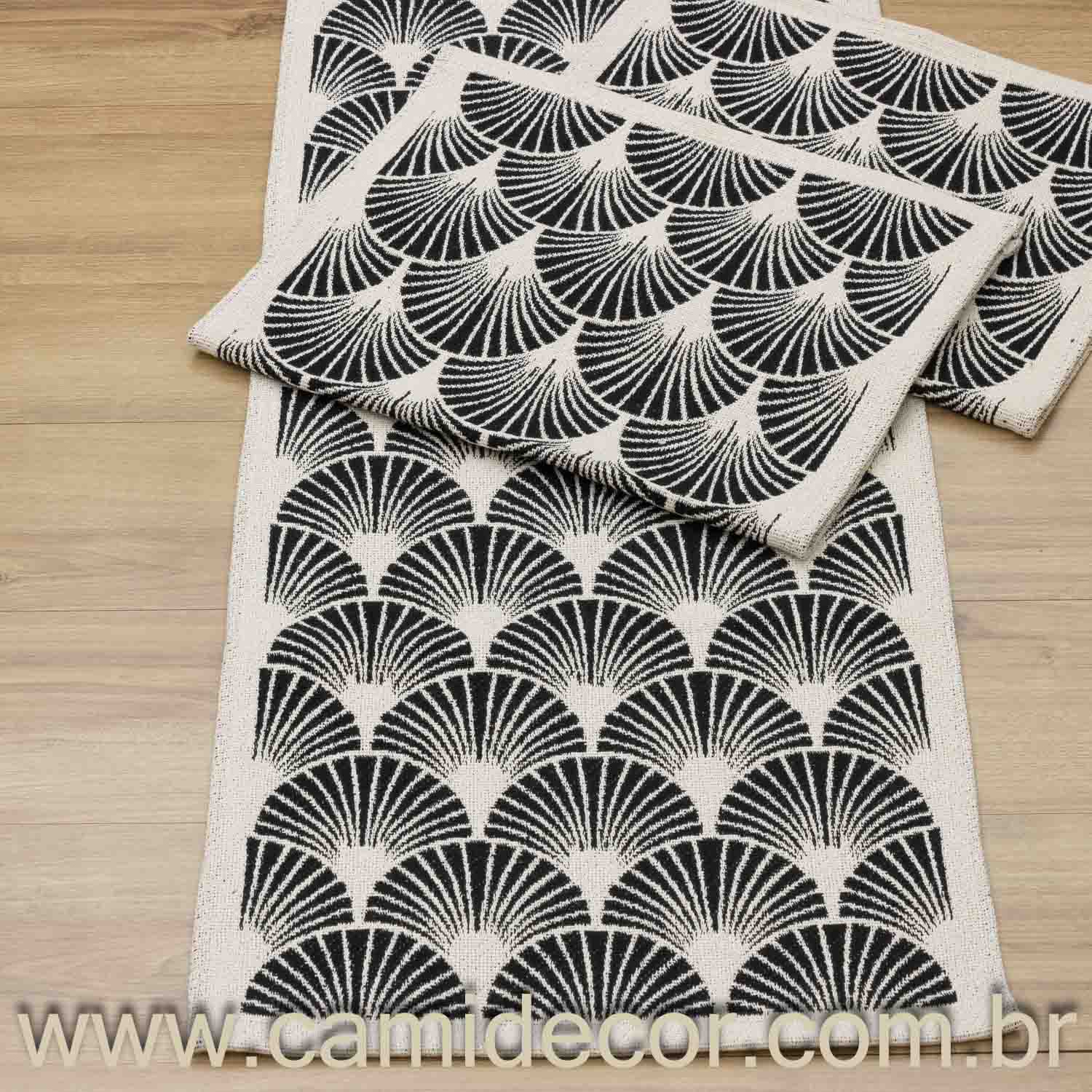 Jogo de Passadeira Búzios com 3 peças - Preto