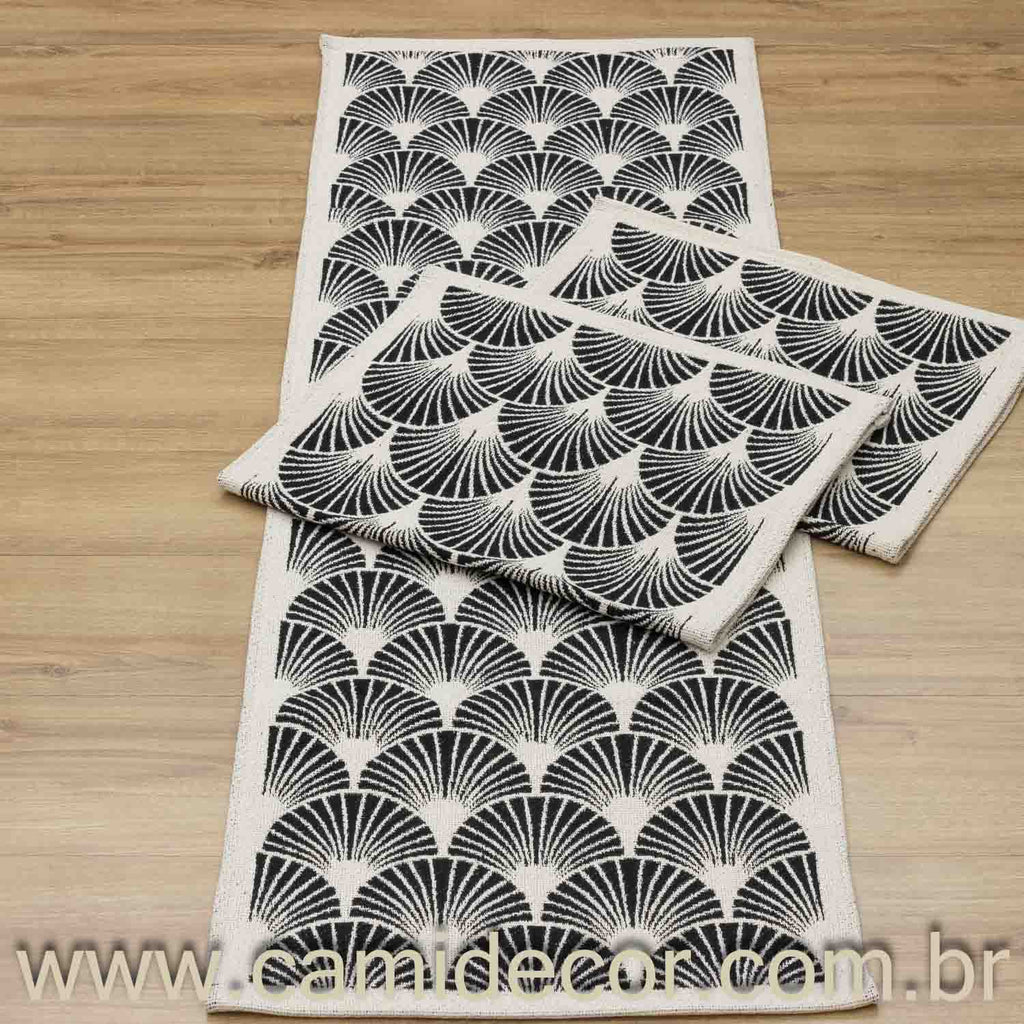 Jogo de Passadeira Búzios com 3 peças - Preto